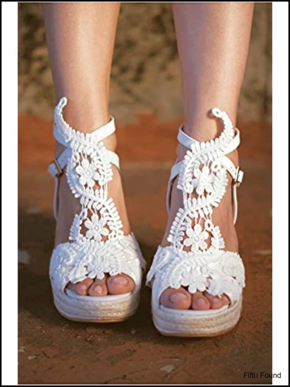Women's Platform Sandals Wedge Open Toe Ankle Strap Lace Wedding Shoes